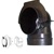 Black, plastic "squeeze" 90 degree elbow for 4" ducting with mounting flange